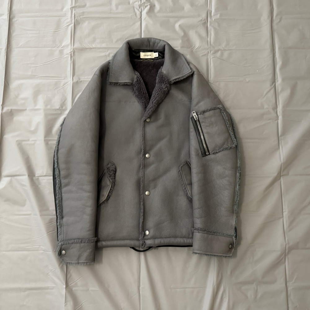Coach Shearling Jacket Size 46 Small Grey